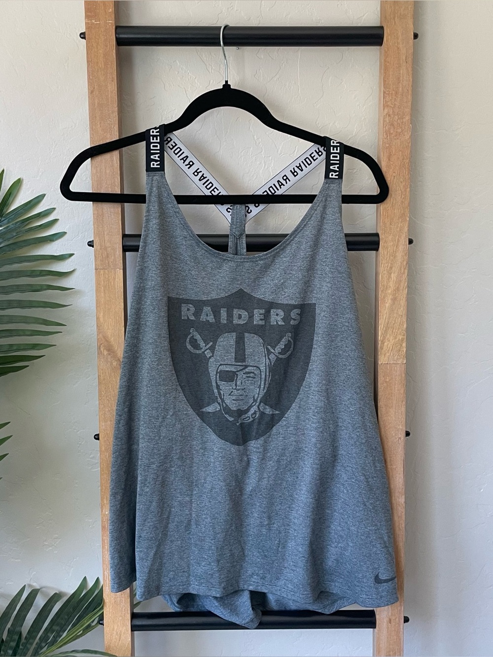 NFL Raiders Gray Razor Back Nike Tank Top with Logo
